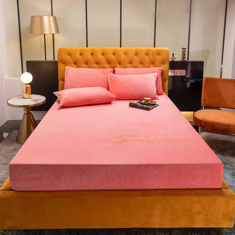 Housse Matelas Velours Moderne VELAVIA Pink-150x200