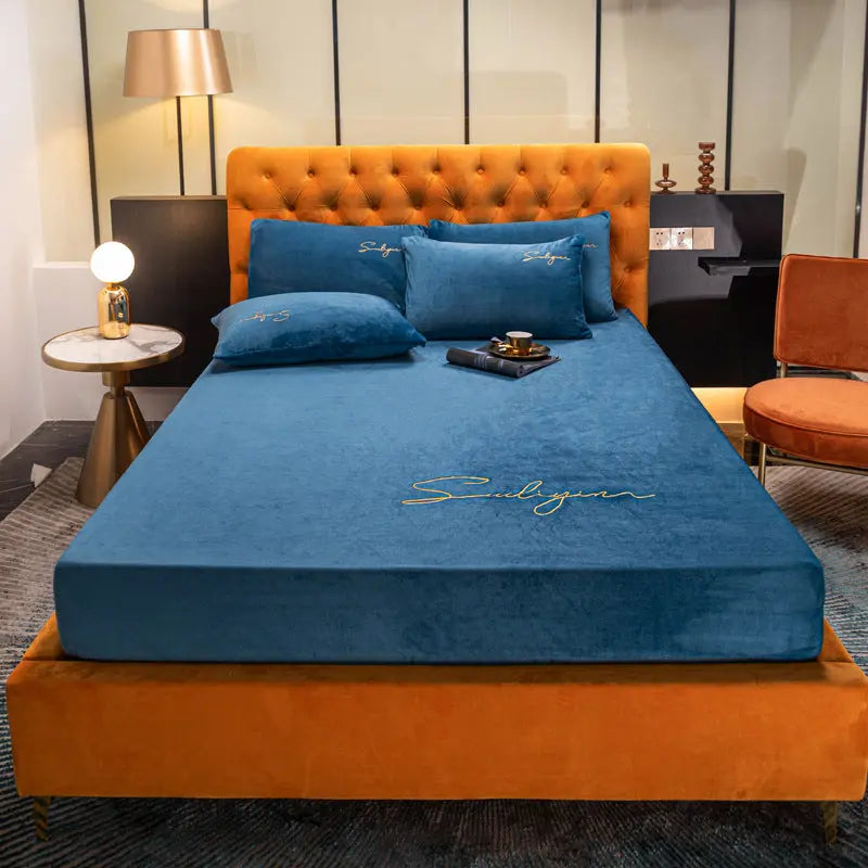 Housse Matelas Velours Moderne VELAVIA Light Blue-120x200cm