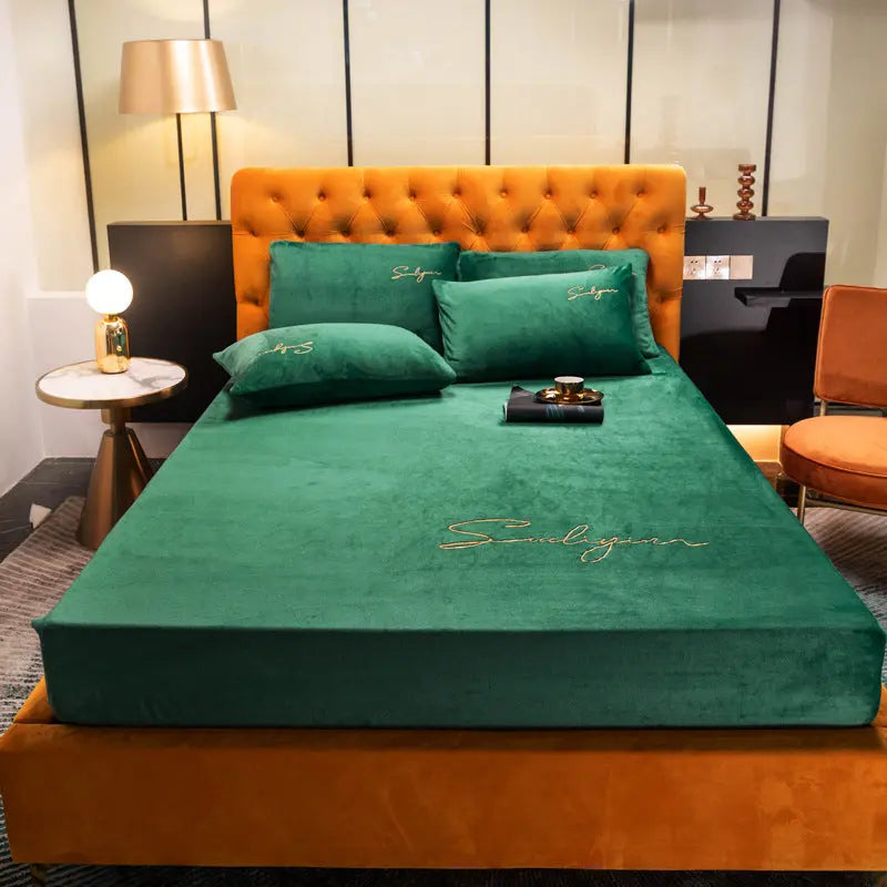 Housse Matelas Velours Moderne VELAVIA Green-120x200cm