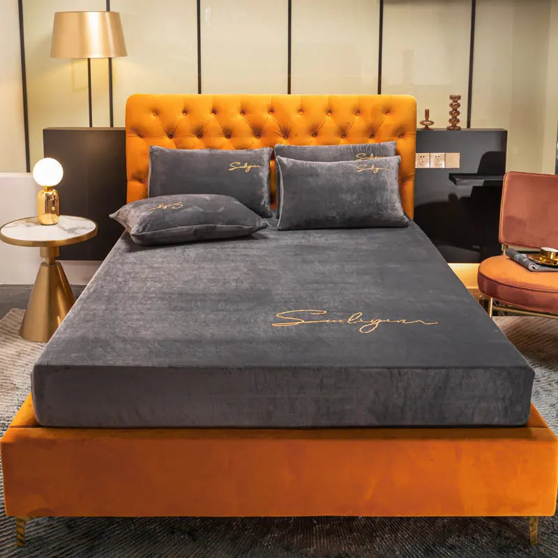 Housse Matelas Velours Moderne VELAVIA Grey-150x200