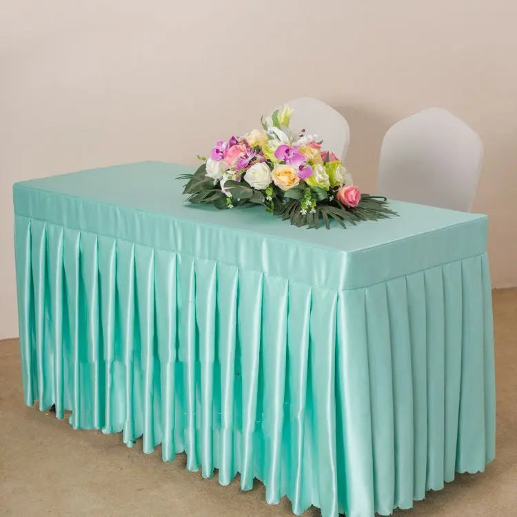 Housse Pour Table Moderne Satinée SERENA Tie blue satin-180x40x75cm