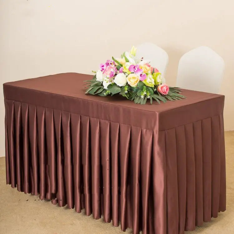 Housse Pour Table Moderne Satinée SERENA Dark brown satin-180x60x75cm