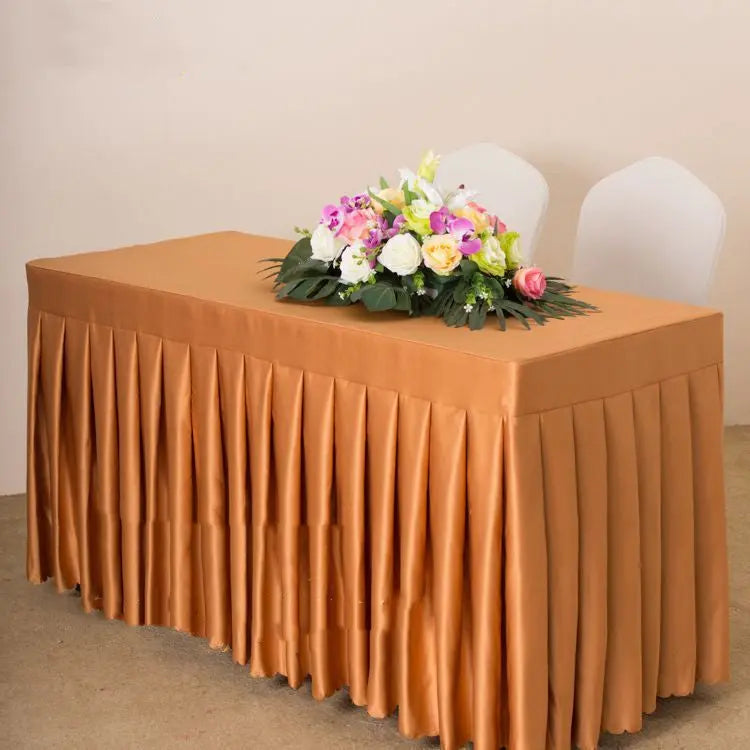 Housse Pour Table Moderne Satinée SERENA Light brown satin-180x45x75cm
