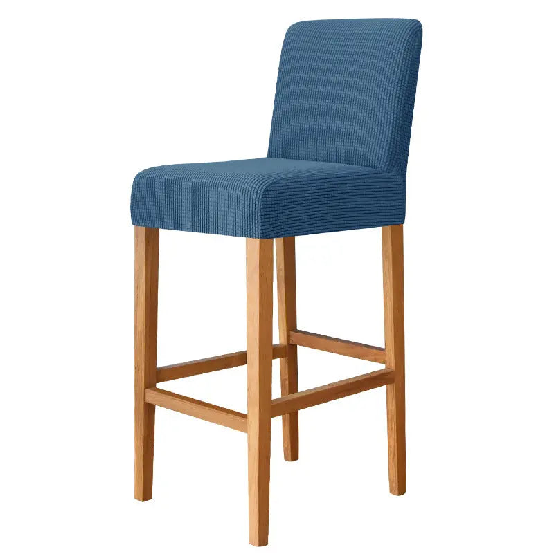 Housse Protection Chaise Élastique FLANELLE 14 Sapphire Blue-Bar Chair Cover Short Back
