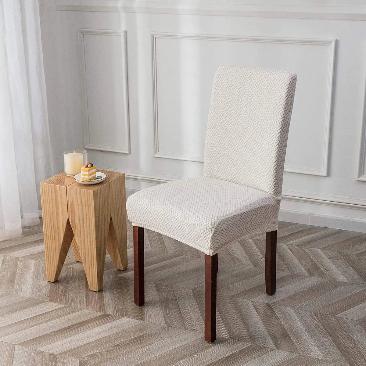 Housse Protection Chaise Jacquard LUMINA White-M
