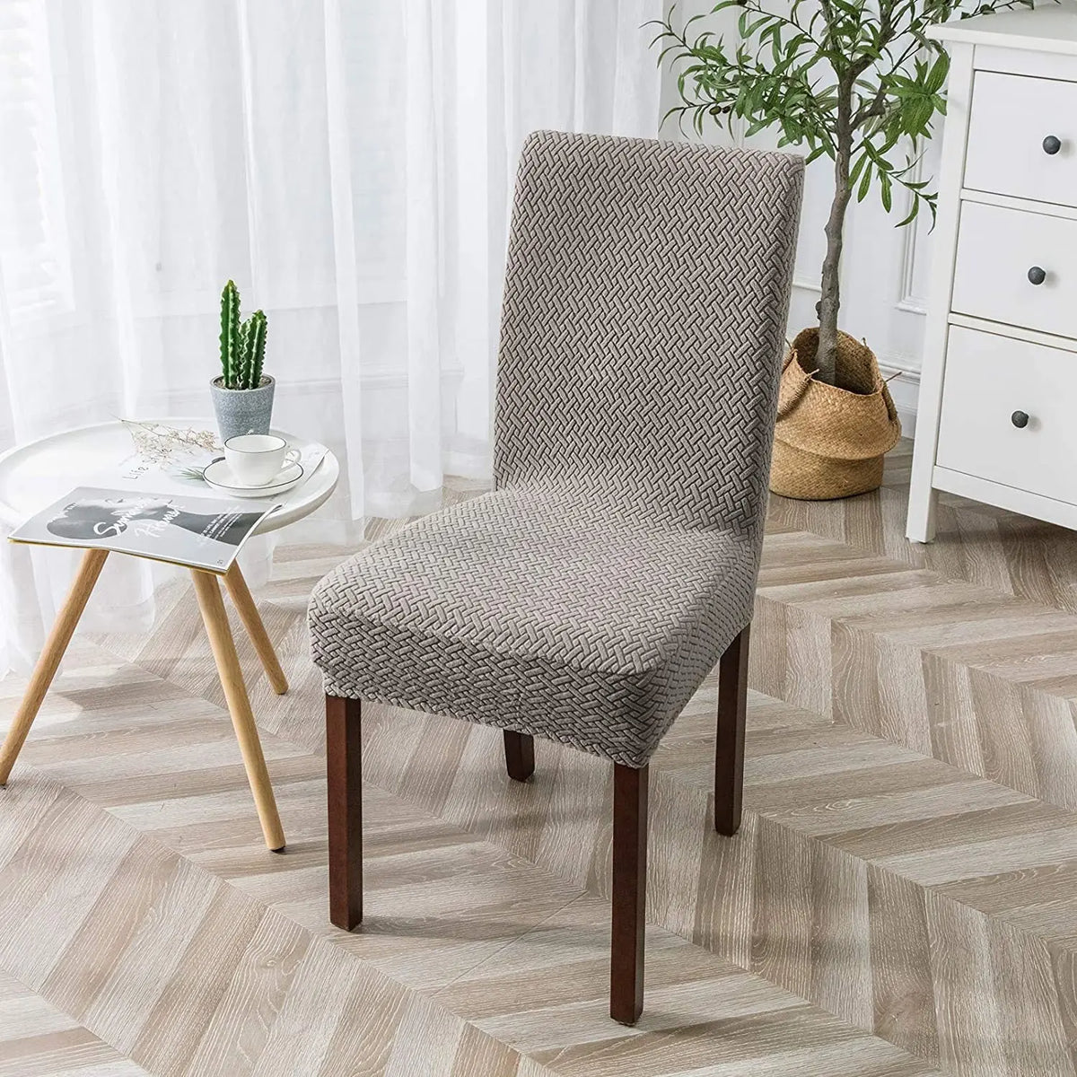 Housse Protection Chaise Jacquard LUMINA Taupe-M