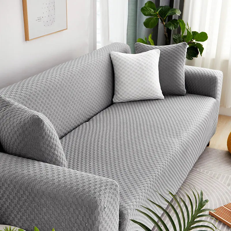Housse Soderhamn Polyester Moderne VELINA Light grey grid-Triple size