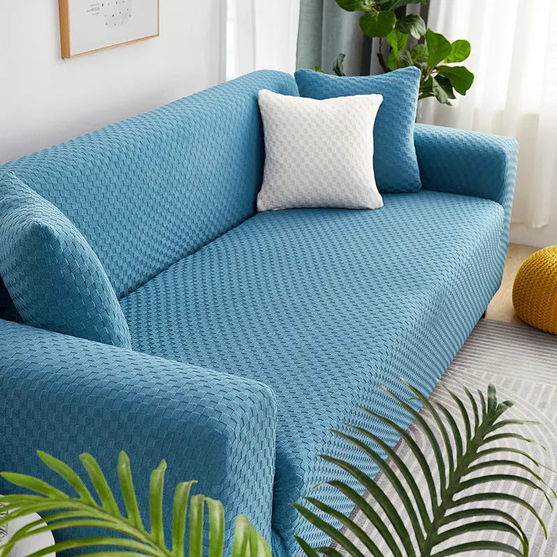 Housse Soderhamn Polyester Moderne VELINA Lake blue grid-Four person size