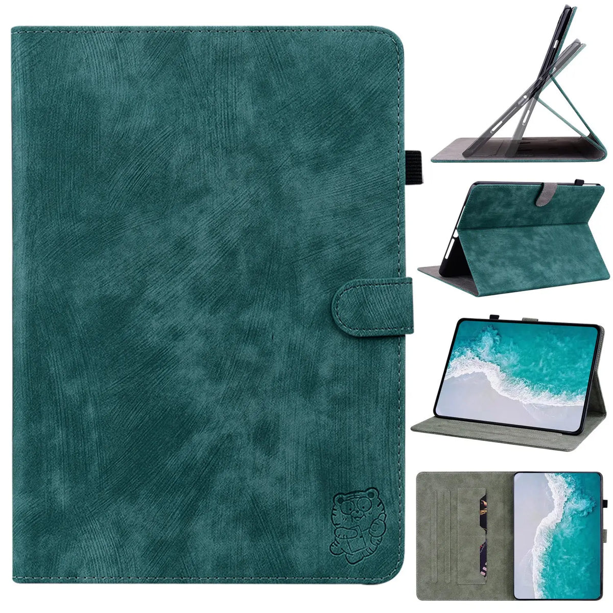 Housse Tablette Cuir Affiné PROTEVA Dark Green-Ipadmini1or2or3or4o5 Universal