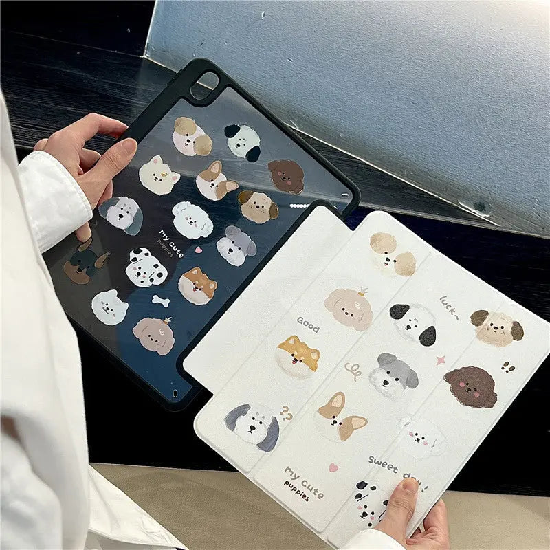 Housse Tablette Cuir Fantaisie PUPINOX Lots of puppies-IPad10 2022style
