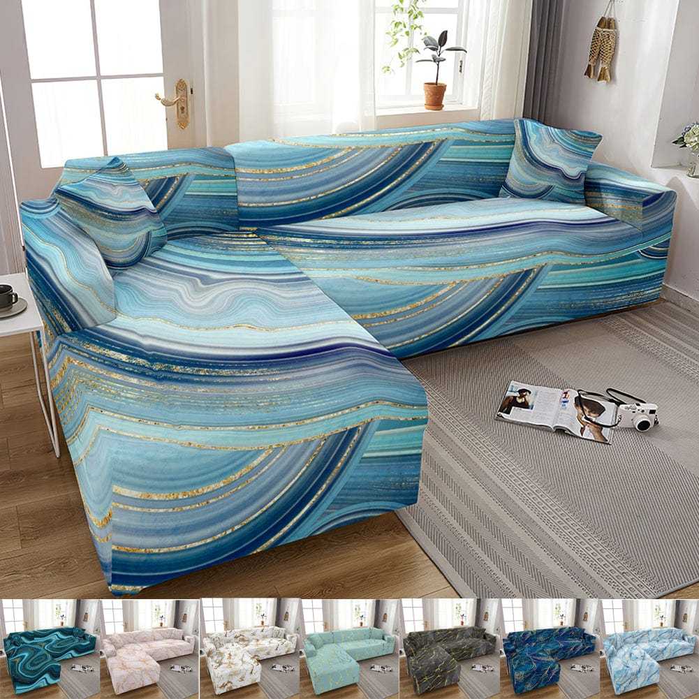 Housse canapé d'angle SKYBLUE imprimé arc en ciel et motif ciel bleu Housse De France