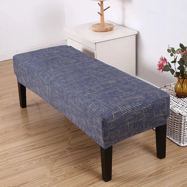 Housse de Banquette Extensible HEXA Imitation Burlap Texture Blue-185 × 45 × 30cm