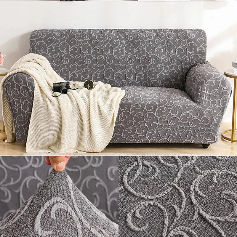Housse de Canapé Élastique STELYA Relief Elegant Gray-145to185cm