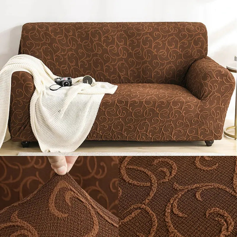 Housse de Canapé Élastique STELYA Relief Smoky Gray-145to185cm