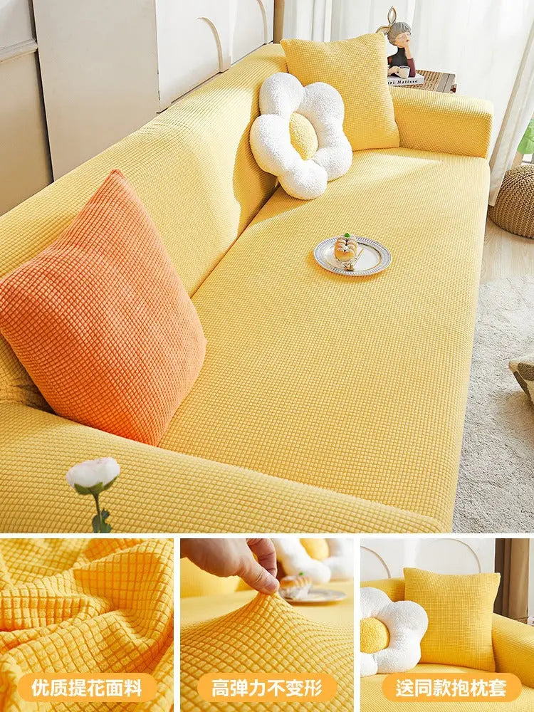 Housse de Canapé Extensible CraftedEN Bright Yellow-L Three