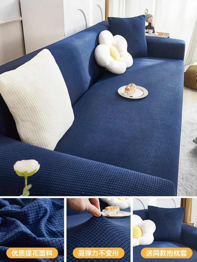 Housse de Canapé Extensible CraftedEN Purplish Blue-L Three
