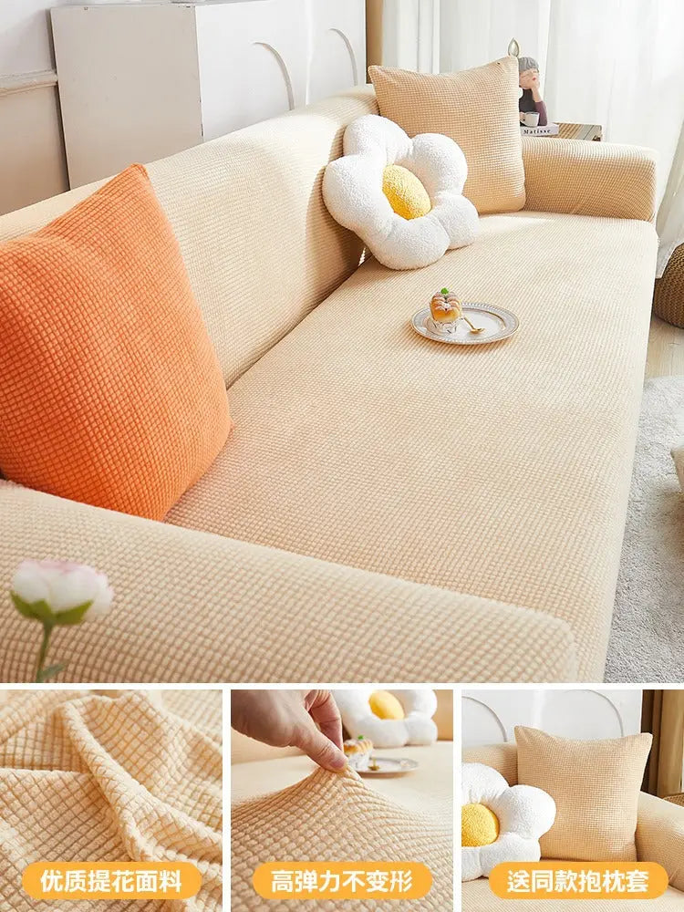 Housse de Canapé Extensible CraftedEN Lemon Yellow-M Double
