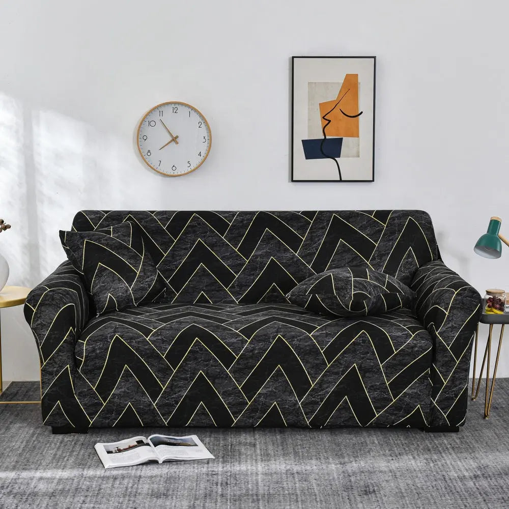 Housse de Canapé Extensible GEOFEATHER Gold Thread Grid-Double 150to185cm