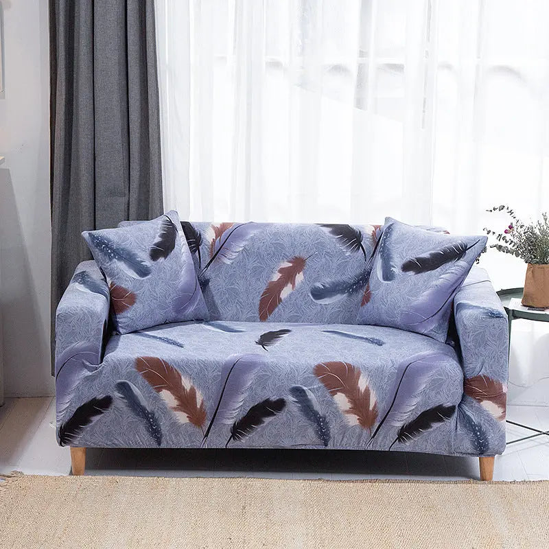 Housse de Canapé Extensible GEOFORM Feather Leaf Love Silk-235to300 Four seat