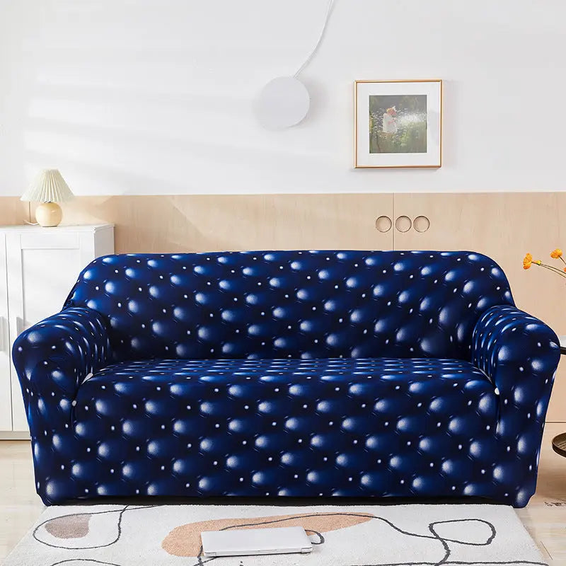 Housse de Canapé Imprimée ELASTIK 3D Blue-Single Sofa