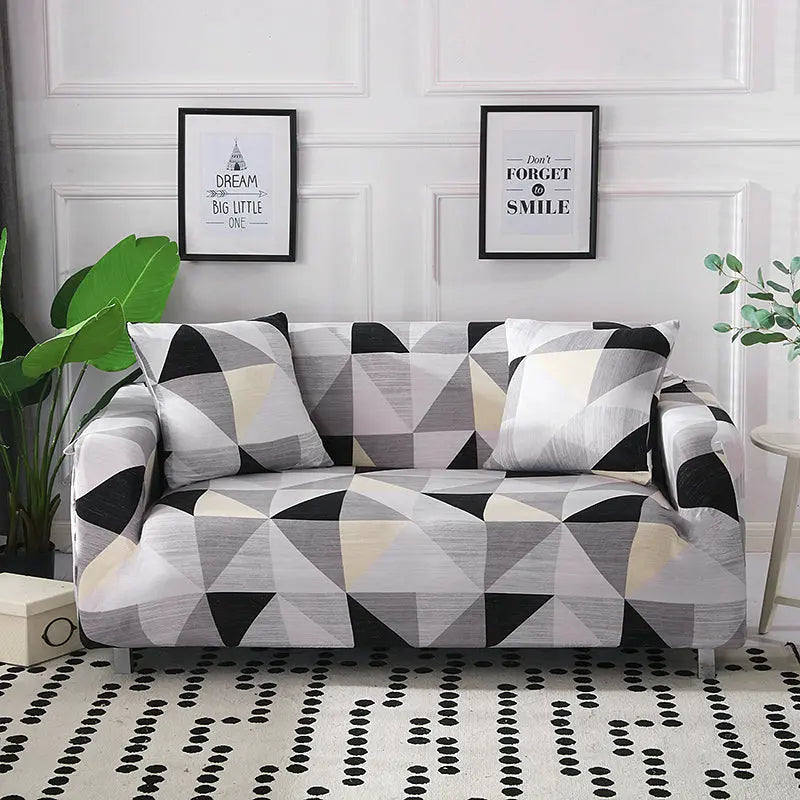 Housse de Canapé Moderne ARLEEN Classic black and gray geometr-Individual