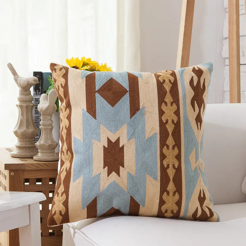 Housse de Coussin Brodée Élégance ASTRA Blue stripe combination