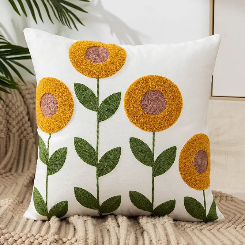 Housse de Coussin Brodée FLEURIA Style 4-45x45cm