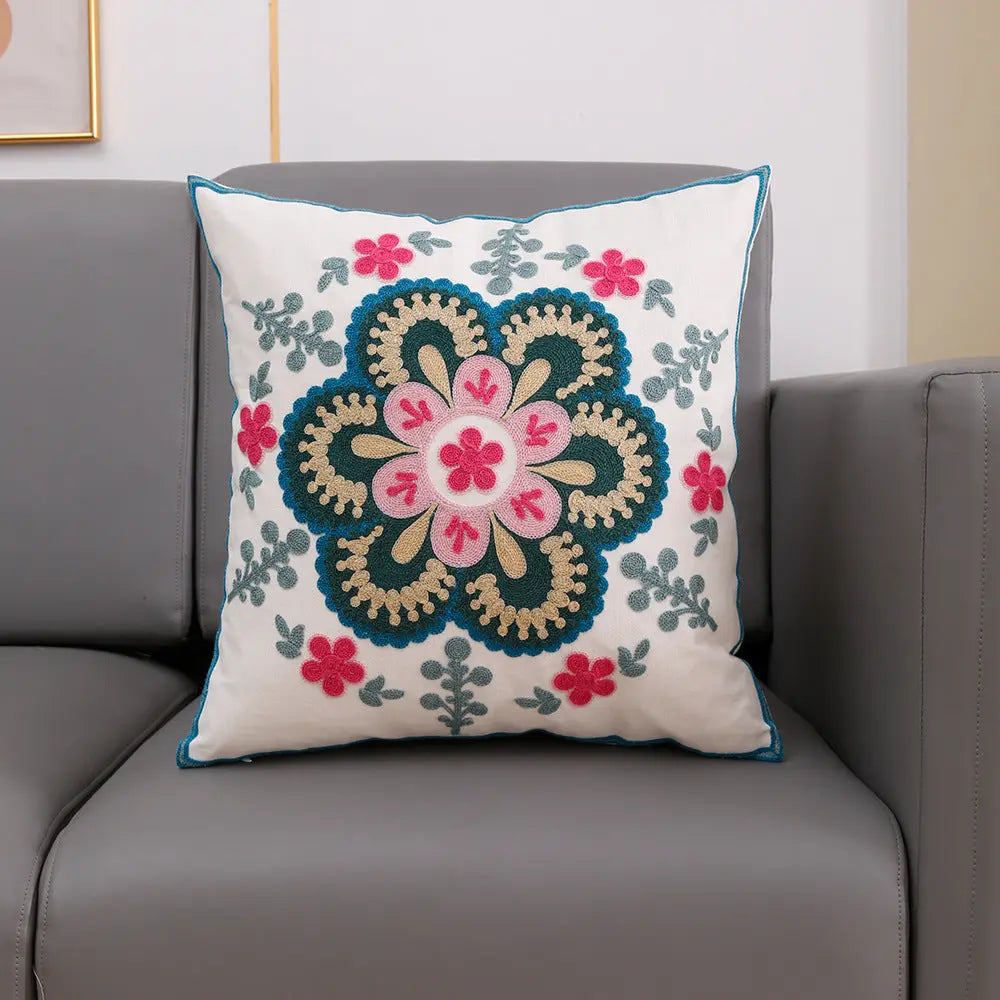 Housse de Coussin Broderie TOUVEL 45x45cm Pillow Core-2