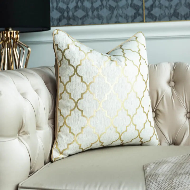 Housse de Coussin Géométrique GOLDWAVE Champagne big ripple-45  45cm