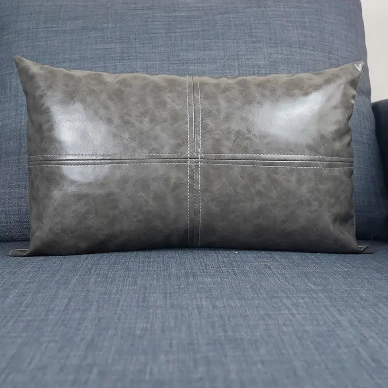 Housse de Coussin Simili-Cuir CRAZYHOR Grey-50x50cm