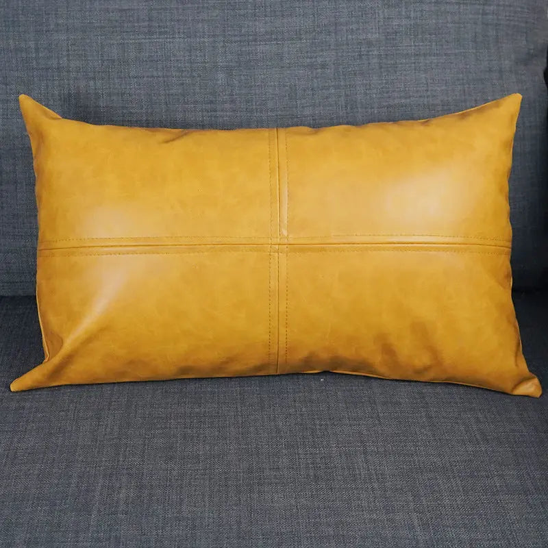 Housse de Coussin Simili-Cuir CRAZYHOR Yellow-60x60cm