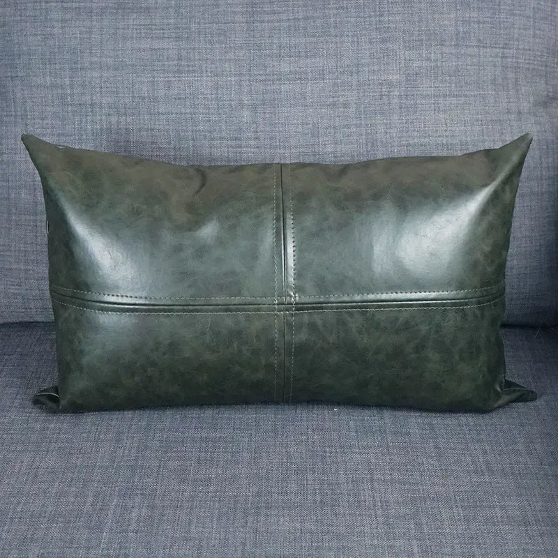 Housse de Coussin Simili-Cuir CRAZYHOR Green-60x60cm