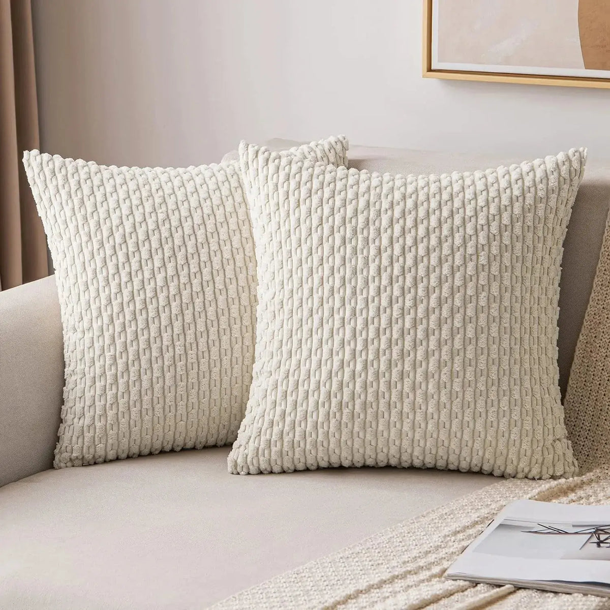 Housse de Coussin Velours Côtelé STRIPEO Housse de France