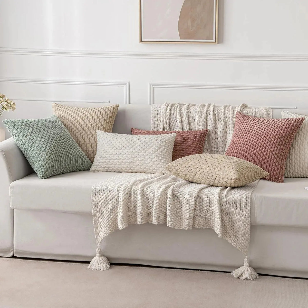 Housse de Coussin Velours Côtelé STRIPEO Housse de France