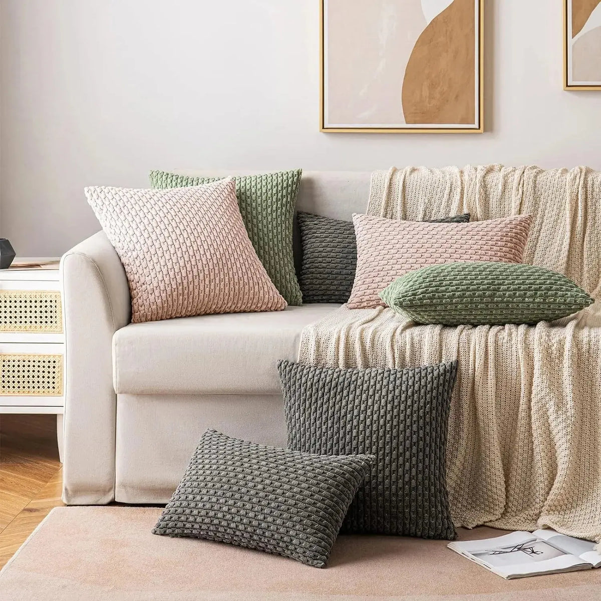 Housse de Coussin Velours Côtelé STRIPEO Housse de France