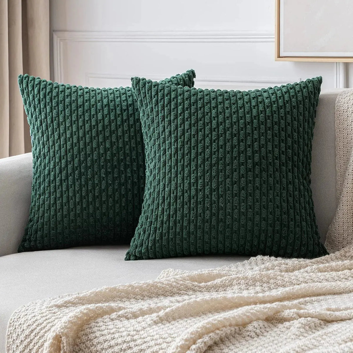 Housse de Coussin Velours Côtelé STRIPEO Housse de France