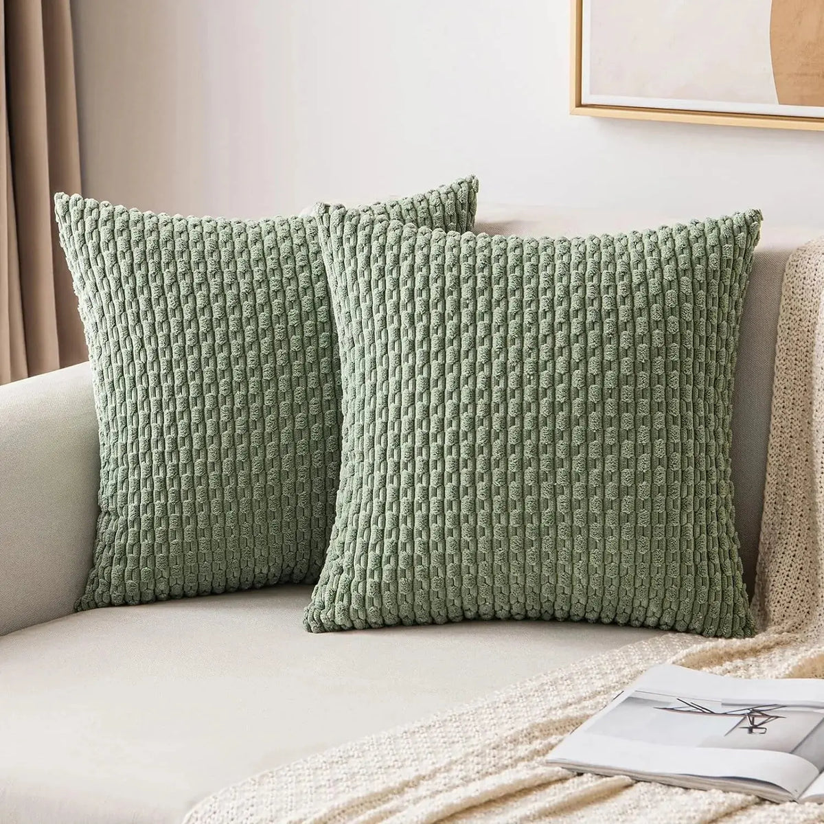 Housse de Coussin Velours Côtelé STRIPEO Housse de France
