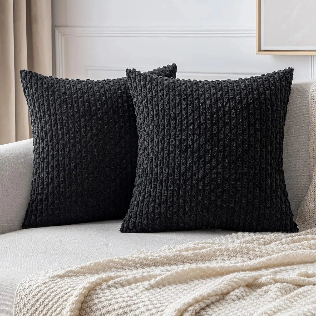Housse de Coussin Velours Côtelé STRIPEO Housse de France