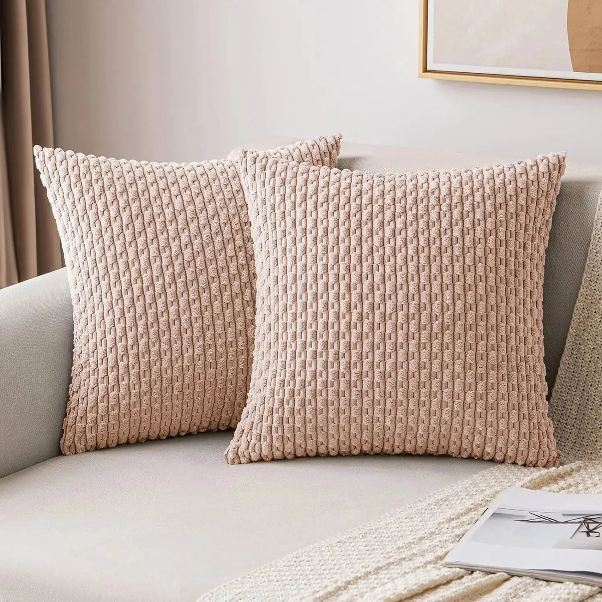 Housse de Coussin Velours Côtelé STRIPEO Housse de France