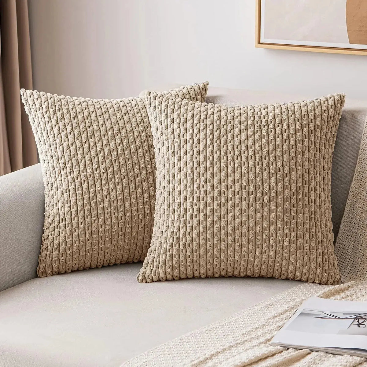 Housse de Coussin Velours Côtelé STRIPEO Housse de France