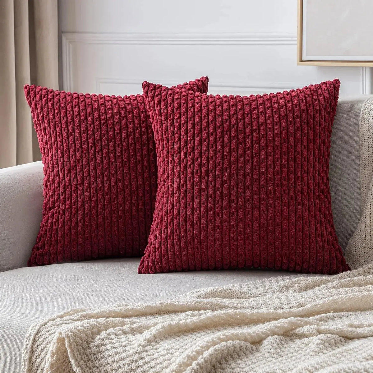 Housse de Coussin Velours Côtelé STRIPEO Housse de France