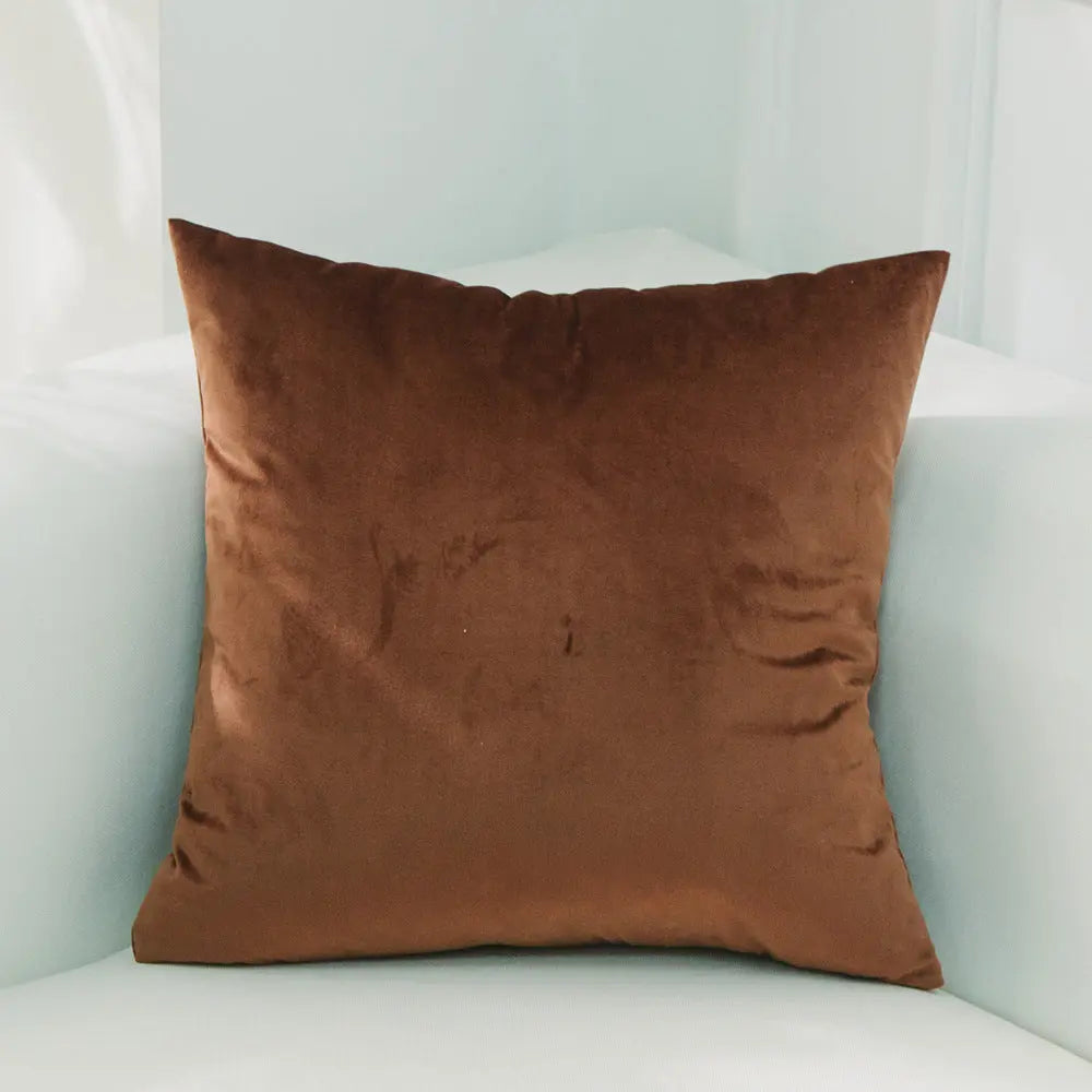 Housse de Coussin Velours EMALY 18Red Coffee-50x50cmWithout Core