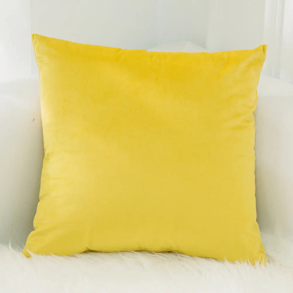 Housse de Coussin Velours EMALY 19Lemon Yellow-45x45cm Without Core