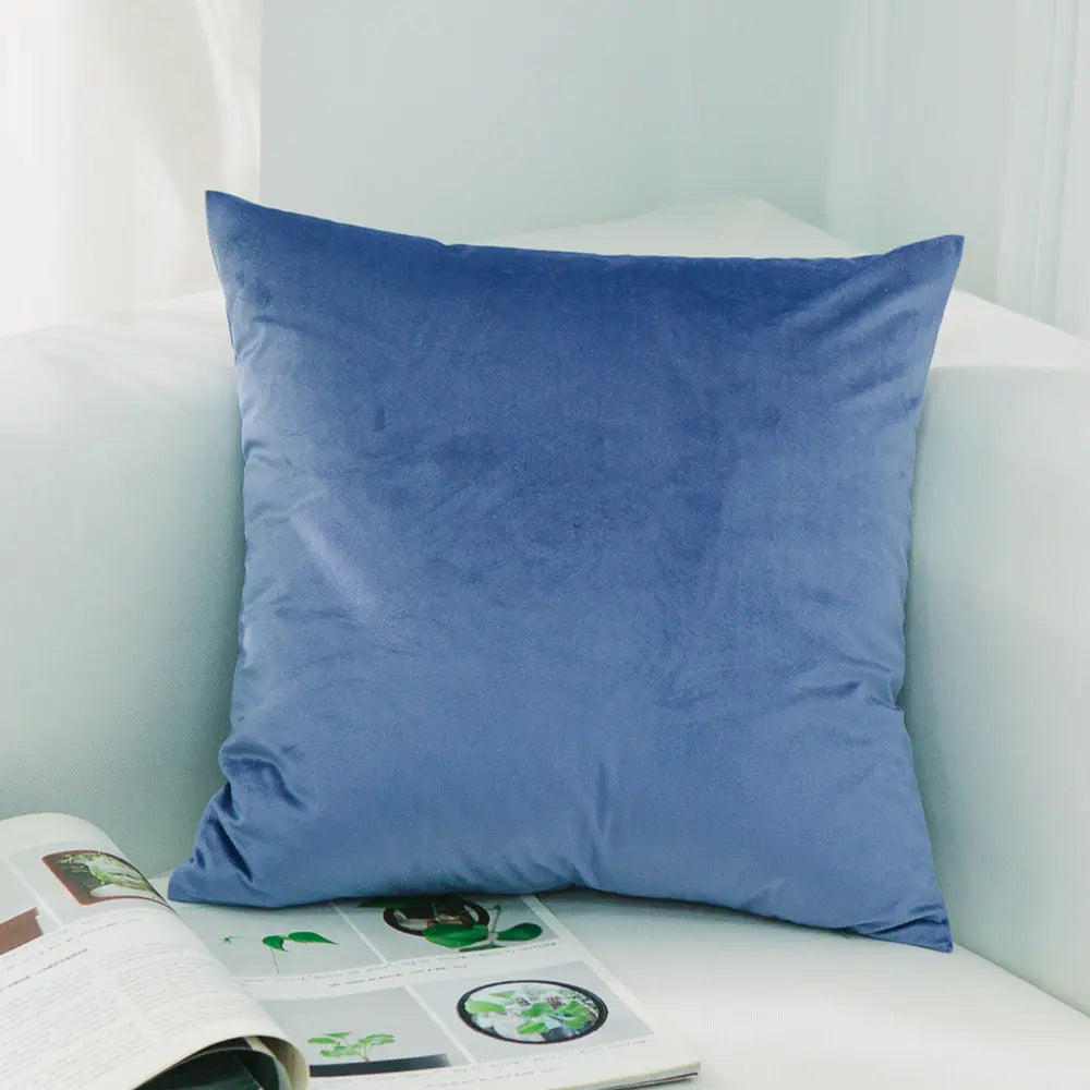 Housse de Coussin Velours EMALY 66Cyan Blue-30x50cm Without Core