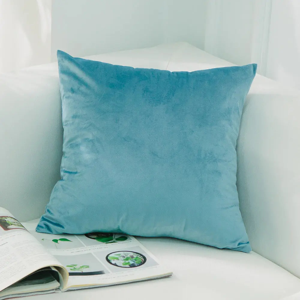Housse de Coussin Velours FELIO 62Aqua Blue-50x50cmWithout Core