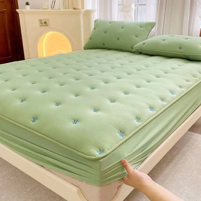 Housse de Matelas Coton Geométrique SEROLO Green-150 × 200cm
