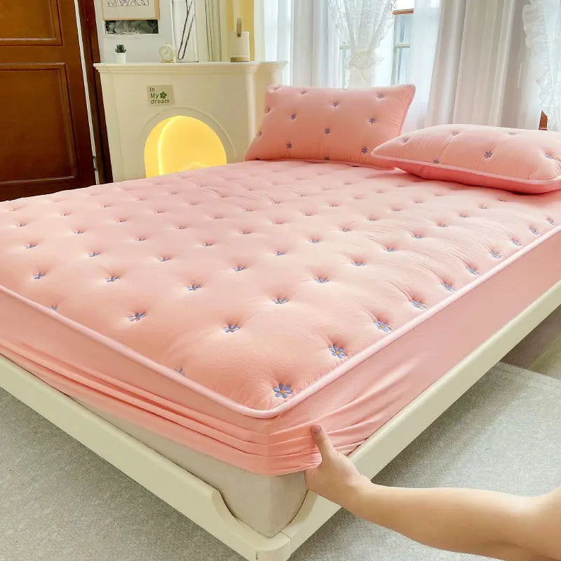 Housse de Matelas Coton Geométrique SEROLO Pink-120 × 200