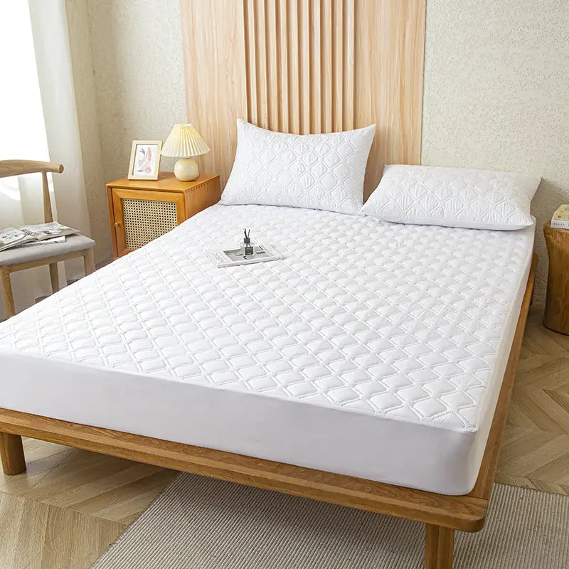 Housse de Matelas Imperméable QUILIA Bread Grid White-150x200 Add 30cm