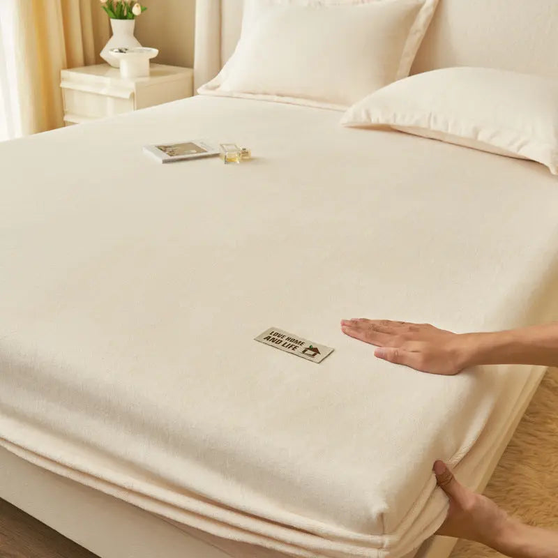 Housse de Matelas Moderne MilkFLUX Milk Fiber Milky White-150x200 cm Single Bed