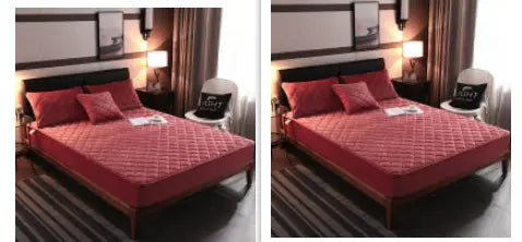 Housse de Matelas Velours Moderne VELOXA Cameo Red-180cmx 200cm set